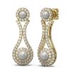 Image 2 : 2.03 ctw Diamond & Pearl Earrings 18K Yellow Gold