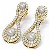 Image 3 : 2.03 ctw Diamond & Pearl Earrings 18K Yellow Gold