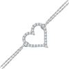 Image 1 : Sterling Silver Round Diamond Heart Bracelet 1/8 Cttw