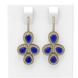 19.48 ctw Sapphire & Diamond Earrings 18K Yellow Gold