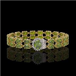 16.97 ctw Tourmaline & Diamond Bracelet 14K Yellow Gold