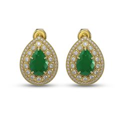 9.74 ctw Certified Emerald & Diamond Victorian Earrings 14K Yellow Gold