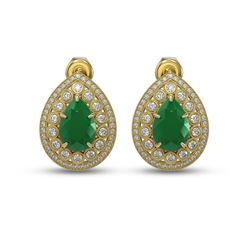 9.74 ctw Certified Emerald & Diamond Victorian Earrings 14K Yellow Gold