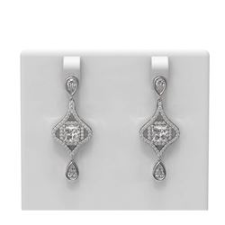 3.83 ctw Princess Diamond Earrings 18K White Gold