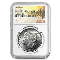 1890-S Stage Coach Morgan Dollar BU NGC