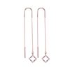 Image 1 : 10kt Rose Gold Round Diamond Diagonal Square Dangle Threader Earrings 1/10 Cttw