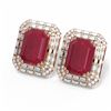 Image 3 : 13.25 ctw Ruby & Diamond Earrings 18K Rose Gold