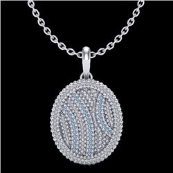 1 ctw Micro Pave Blue & White VS/SI Diamond Necklace 14k White Gold