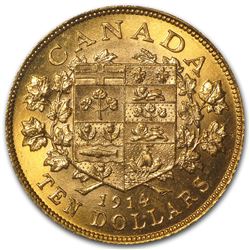 1914 Canada Gold $10 Canadian Gold Reserve Gem BU