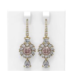 8.51 ctw Morganite & Diamond Earrings 18K Yellow Gold