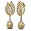 Image 2 : 4.77 ctw Diamond Golden Pearl Earrings 18K Yellow Gold
