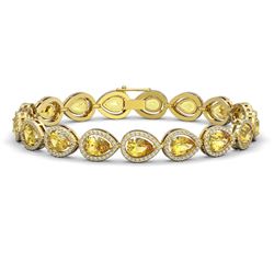 15.91 ctw Fancy Citrine & Diamond Micro Pave Halo Bracelet 10k Yellow Gold