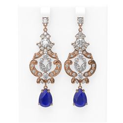 12.64 ctw Sapphire & Diamond Earrings 18K Rose Gold