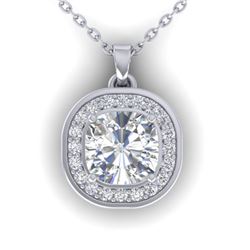 1.25 ctw Cushion VS/SI Diamond Art Deco Necklace 14k White Gold