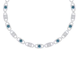 20 ctw SI/I Intense Blue Diamond Necklace 18K White Gold