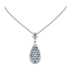 9.6 ctw Aquamarine & Diamond Necklace 18K White Gold