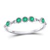 Image 1 : 10kt White Gold Round Emerald Dot Stackable Band Ring 1/20 Cttw