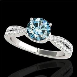 1.3 ctw SI Certified Fancy Blue Diamond Solitaire Ring 10k White Gold