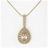 Image 2 : 4.17 ctw Morganite & Diamond Victorian Necklace 14K Yellow Gold