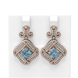 6.91 ctw Aquamarine & Diamond Earrings 18K Rose Gold
