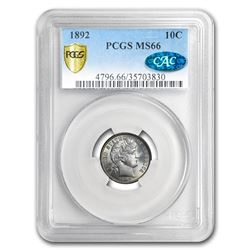 1892 Barber Dime MS-66 PCGS CAC