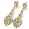 Image 3 : 8.85 ctw Morganite & Diamond Earrings 18K Yellow Gold