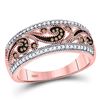 Image 1 : 10kt Rose Gold Round Red Color Enhanced Diamond Curl Band Ring 1/4 Cttw