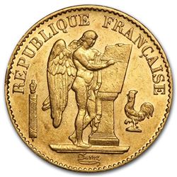 1871-1898 France Gold 20 Francs Lucky Angel AU