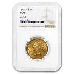 1893/3 $10 Liberty Gold Eagle MS-61 NGC (VP-001)