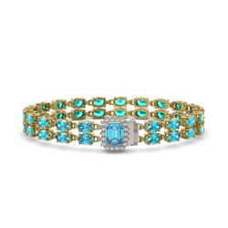 17.24 ctw Swiss Topaz & Diamond Bracelet 14K Yellow Gold