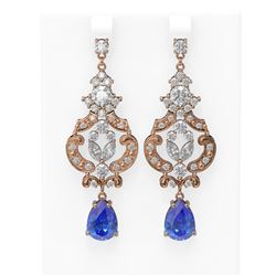 11.64 ctw Tanzanite & Diamond Earrings 18K Rose Gold