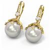 Image 3 : 1 ctw Diamond & Pearl Earrings 18K Yellow Gold