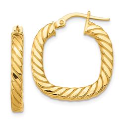 14k Yellow Gold Small Textured Square Hoop Earrings - 2x 3 mm