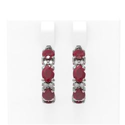 9.69 ctw Ruby & Diamond Earrings 18K White Gold
