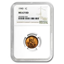 1940 Lincoln Cent MS-67 NGC (Red)
