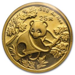 1992 China 1/4 oz Gold Panda Large Date BU (Sealed)