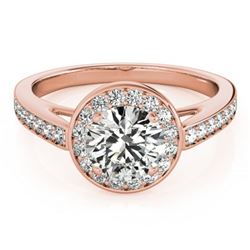 1.16 ctw Certified VS/SI Diamond Halo Ring 18k Rose Gold