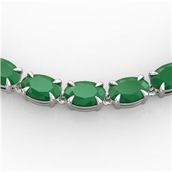 40 ctw Emerald Eternity Tennis Necklace 14k White Gold