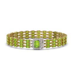 25.34 ctw Peridot & Diamond Bracelet 14K Yellow Gold