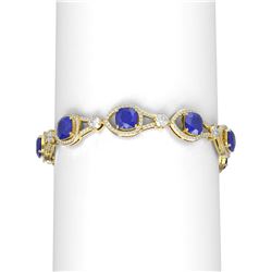 23.95 ctw Sapphire & Diamond Bracelet 18K Yellow Gold