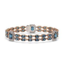 17.98 ctw London Topaz & Diamond Bracelet 14K Rose Gold