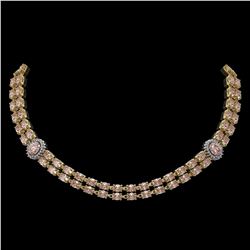 36.2 ctw Morganite & Diamond Necklace 14K Yellow Gold