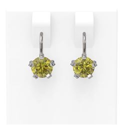 2.32 ctw Fancy Yellow Diamond Earrings 18K White Gold