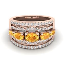 2.25 ctw Citrine & Micro Pave VS/SI Diamond Designer Ring 10k Rose Gold