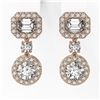 Image 2 : 1.73 ctw Emerald Cut Diamond Designer Earrings 18K Rose Gold