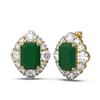 Image 2 : 16.12 ctw Emerald & Diamond Earrings 18K Yellow Gold