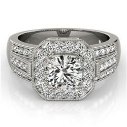 1.5 ctw Certified VS/SI Diamond Solitaire Halo Ring 14k White Gold