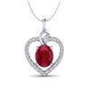 Image 1 : 4 ctw Ruby & VS/SI Diamond Designer Heart Necklace 14k White Gold