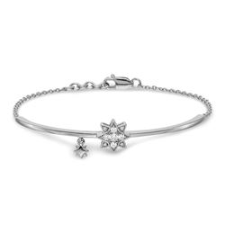 14k White Gold .2ct Diamond Open-Star Bangle Bracelet - 7 in.