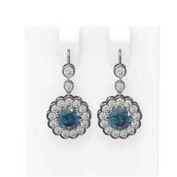 3.93 ctw Intense Blue Diamond Earrings 18K White Gold